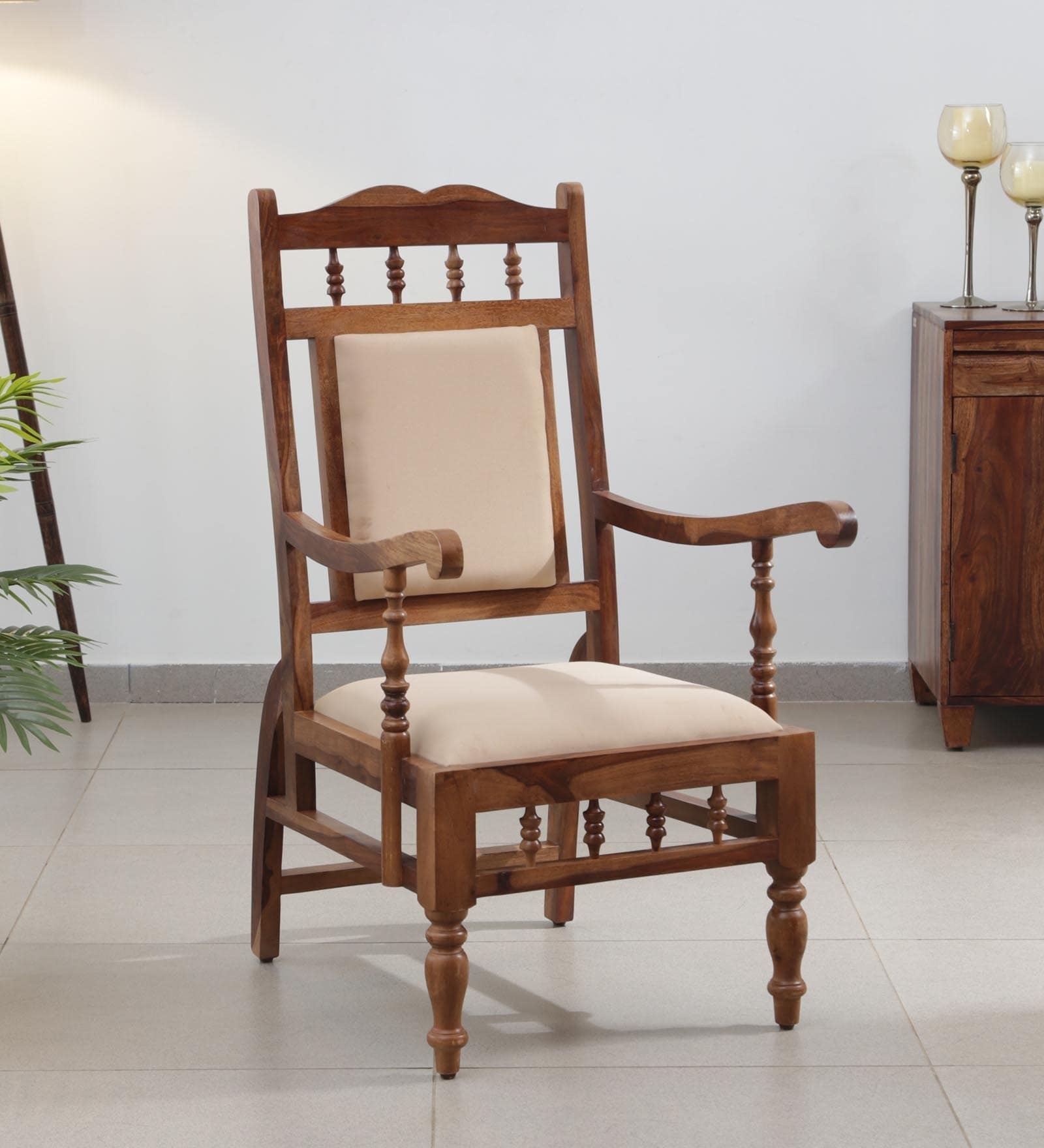 Appleby Sheesham Wood Arm Chair In Rustic Teak Finish