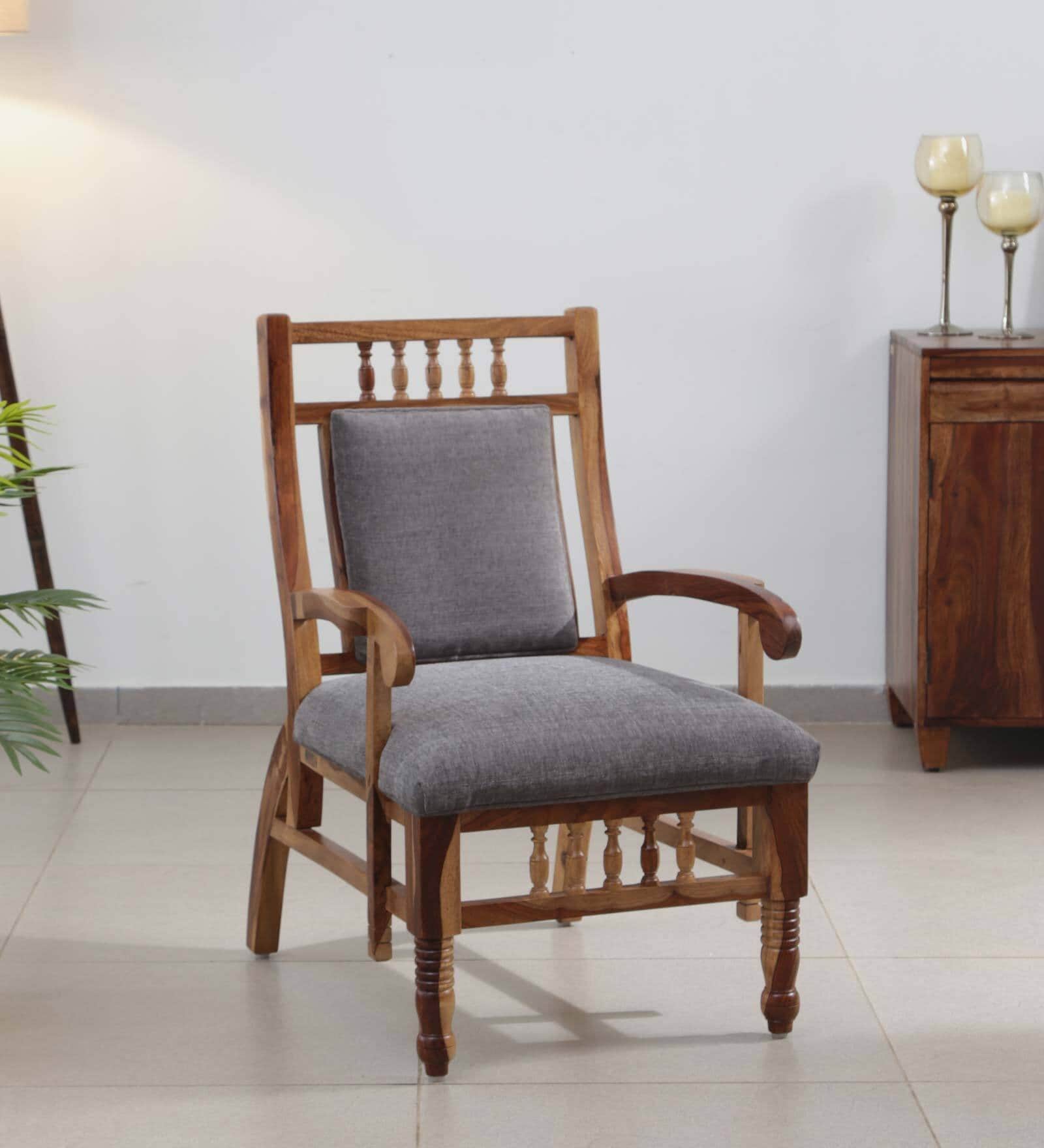 Appleby Teak Wood Arm Chair In Rustic Teak Finish
