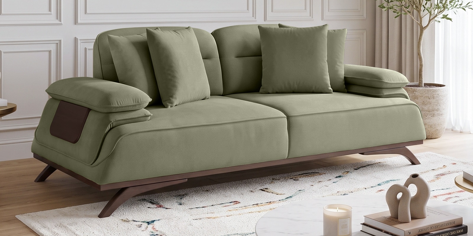 Apex Fabric 2 Seater Sofa with Adjustable Backrest in Sage Green Colour Apex Fabric 2 Seater Sofa with Adjustable Backrest in Sage Green Colour