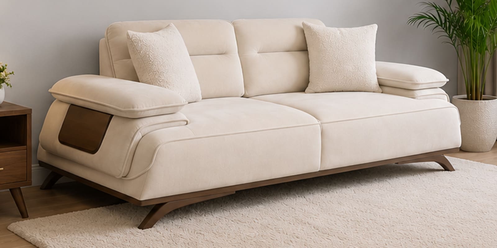 Apex Fabric 3 Seater Sofa with Adjustable Backrest in Beige Colour Apex Fabric 3 Seater Sofa with Adjustable Backrest in Beige Colour