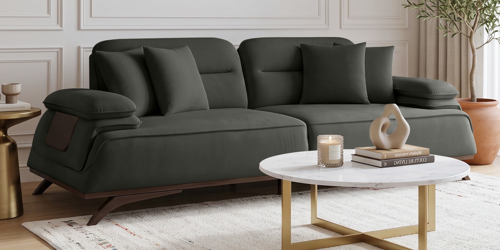 Apex Fabric 3 Seater Sofa with Adjustable Backrest in Grey Colour Apex Fabric 3 Seater Sofa with Adjustable Backrest in Grey Colour
