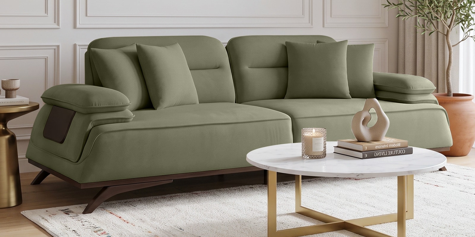 Apex Fabric 3 Seater Sofa with Adjustable Backrest in Sage Green Colour Apex Fabric 3 Seater Sofa with Adjustable Backrest in Sage Green Colour