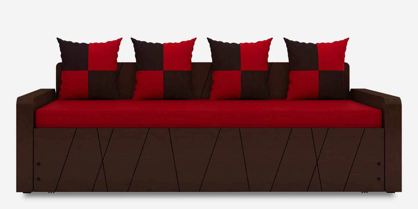 Apollo Pull-Out Sofa Cum Bed with Mattress in Red Colour