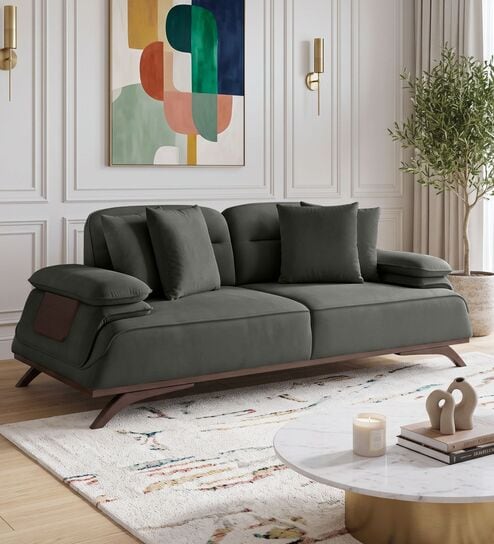 Apex Fabric 2 Seater Sofa with Adjustable Backrest  in Grey Colour