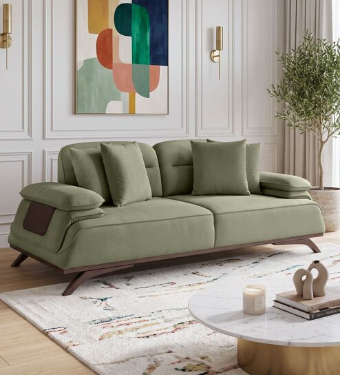 Apex Fabric 2 Seater Sofa with Adjustable Backrest  in Sage Green Colour