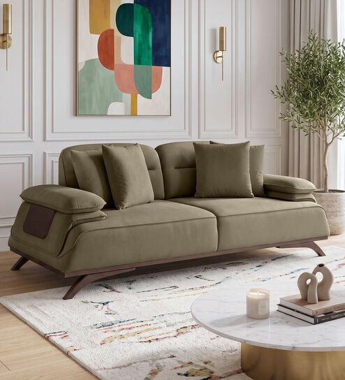 Apex Fabric 2 Seater Sofa with Adjustable Backrest  in Taupe Colour
