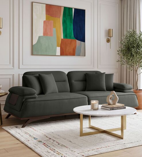 Apex Fabric 3 Seater Sofa with Adjustable Backrest  in Grey Colour