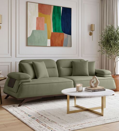 Apex Fabric 3 Seater Sofa with Adjustable Backrest  in Sage Green Colour