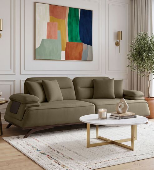 Apex Fabric 3 Seater Sofa with Adjustable Backrest  in Taupe Colour