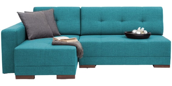 Buy Apollo Rhs Sectional Sofa With Left Side Chaise In Blue Colour