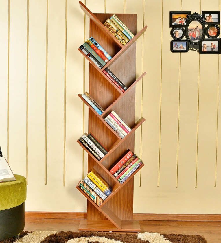 Buy April Book Shelf in Walnut Finish by Home Wud Online Contemporary