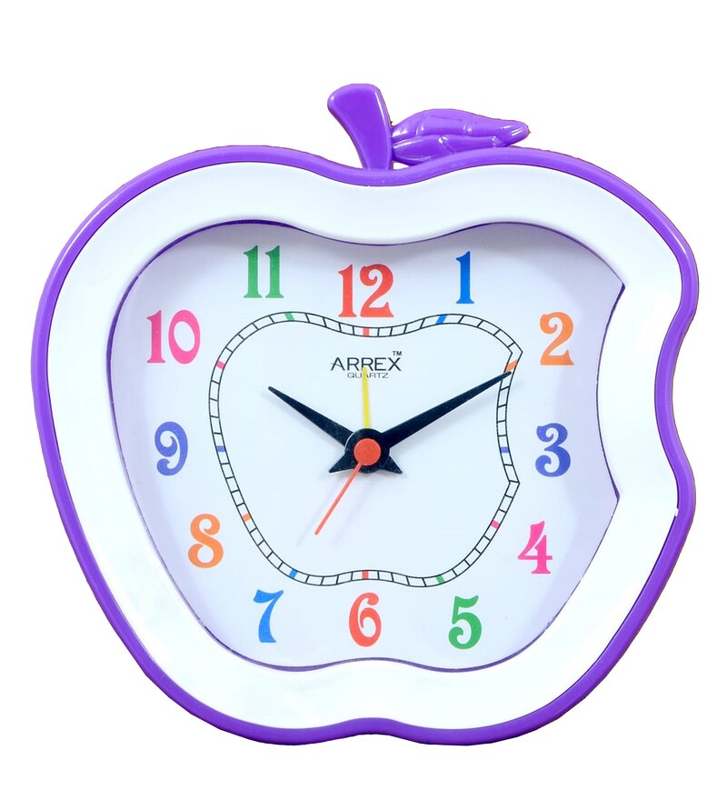 Buy Apple Analog Alarm Table Clock in Purple by Arrex Online Kids