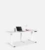 Apple Flexi Study Table with Motorized Height Adjusting Feature in White Finish