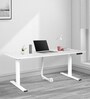 Apple Flexi Study Table with Motorized Height Adjusting Feature in White Finish
