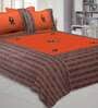 Orange Jaipuri Hand Made Embroidery Patch Work 240 TC Cotton 1 Double Bedsheet with 2 Pillow Covers