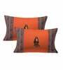 Orange Jaipuri Hand Made Embroidery Patch Work 240 TC Cotton 1 Double Bedsheet with 2 Pillow Covers