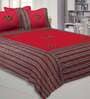 Red Jaipuri Hand Made Embroidery Patch Work 240 TC Cotton 1 Double Bedsheet with 2 Pillow Covers