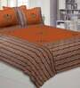 Orange Jaipuri Hand Made Embroidery Patch Work 240 TC Cotton 1 Double Bedsheet with 2 Pillow Covers