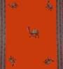 Orange Jaipuri Hand Made Embroidery Patch Work 240 TC Cotton 1 Single Bedhseet with 1 Pillow Cover