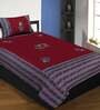 Maroon Jaipuri Hand Made Embroidery Patch Work 240 TC Cotton 1 Single Bedhseet with 1 Pillow Cover