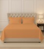Apricot Orange Solid 400 TC Cotton King Sized Bedsheet with 2 Pillow Covers