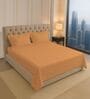 Apricot Orange Solid 400 TC Cotton King Sized Bedsheet with 2 Pillow Covers