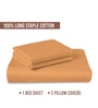 Apricot Orange Solid 400 TC Cotton King Sized Bedsheet with 2 Pillow Covers