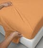 Apricot Orange Solid 400 TC Cotton King Sized Bedsheet with 2 Pillow Covers