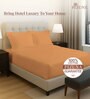 Apricot Orange Solid 400 TC Cotton Queen Sized Fitted sheet with 2 Pillow Covers