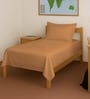 Apricot Orange Solid 400 TC Cotton Single Sized Bedsheet with 1 Pillow Cover