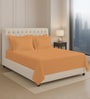 Apricot Orange Solid 400 TC Cotton Super King Sized Bedsheet with 4 Pillow Covers