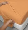 Apricot Orange Solid 400 TC Cotton Super King Sized Bedsheet with 4 Pillow Covers