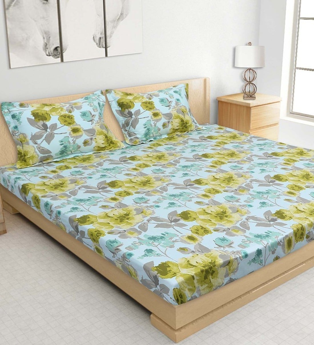 Buy 100 Cotton 220TC Double Bedsheet with 2 Pillow Covers at 46 OFF