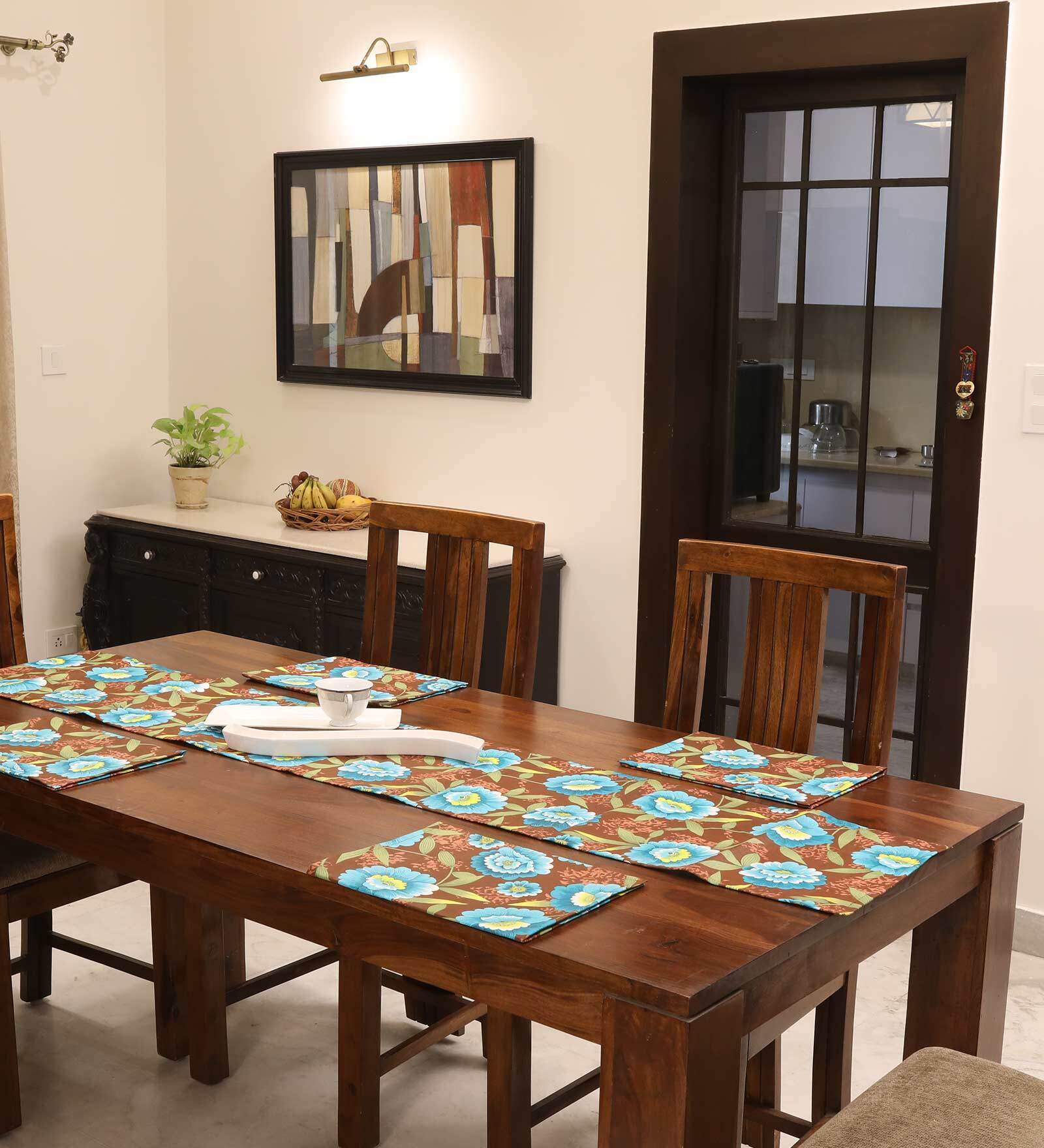 Aqua 100 % Cotton 11X15 Inches Placemats (Set of 6)