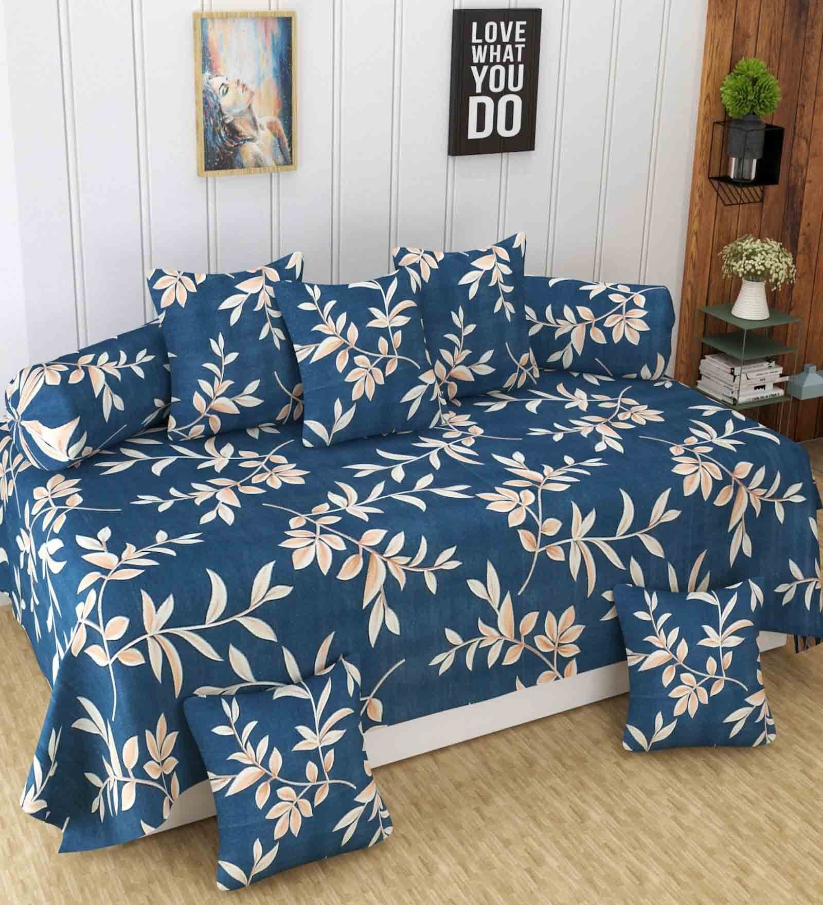 Aqua 144 TC Cotton Blend 8 Pcs Diwan Set