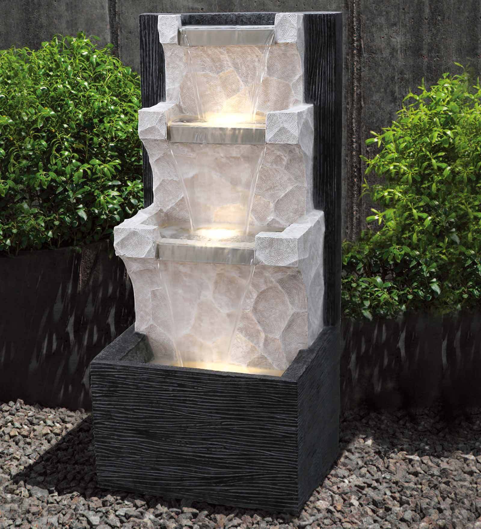 Buy Aqua Bliss Vertical Fall White & Black Polyresin Water Fountain by