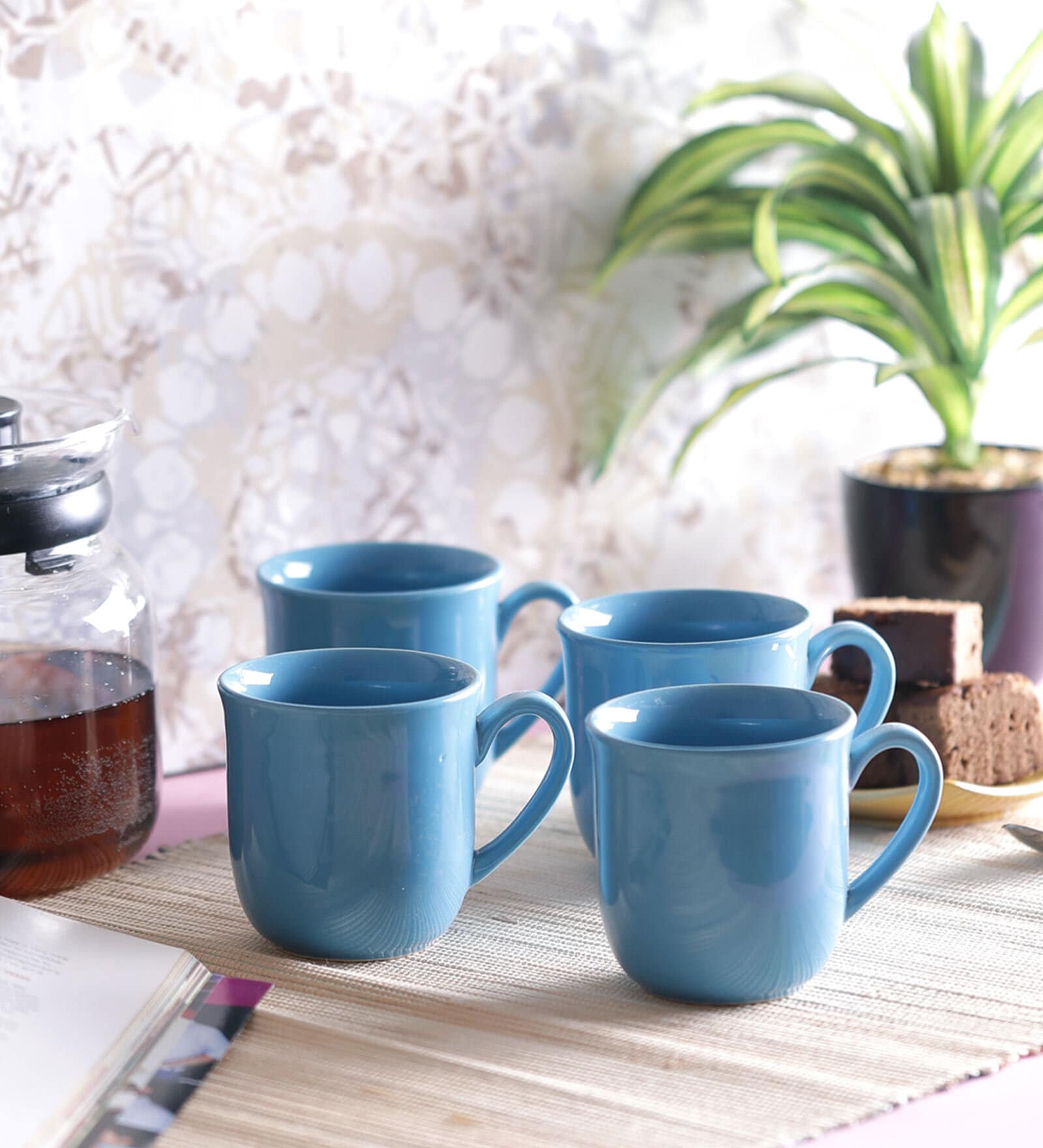 Aqua 150ml Blue Ceramic (Set of 4) Coffee Mug