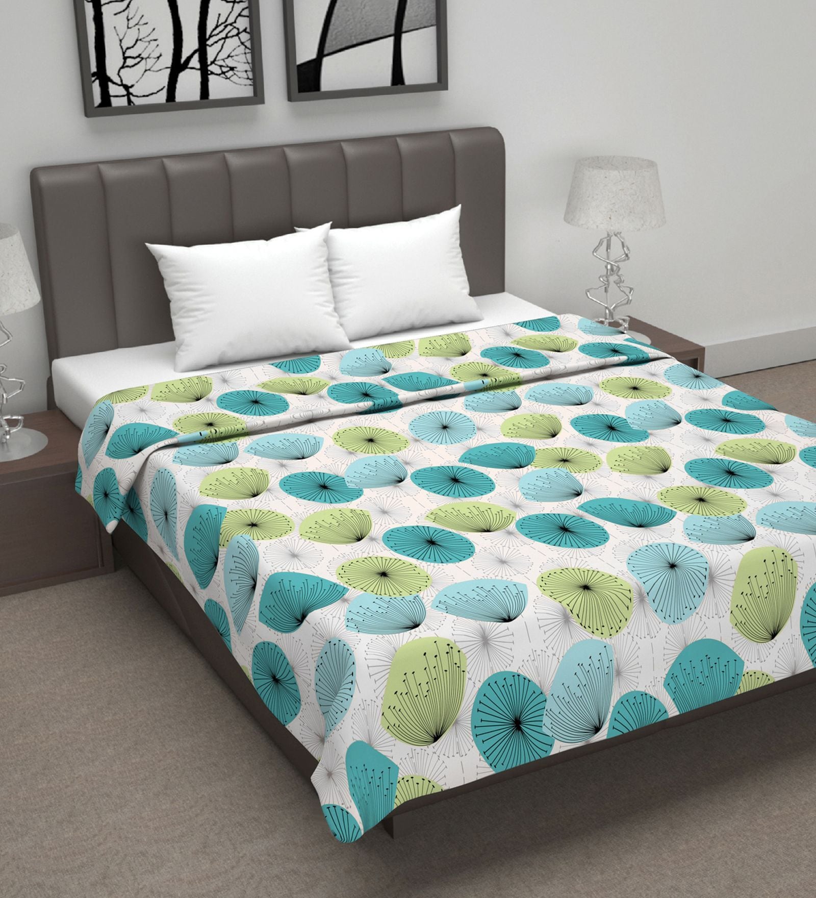 Aqua Cotton Floral 120 Gsm Double Dohar