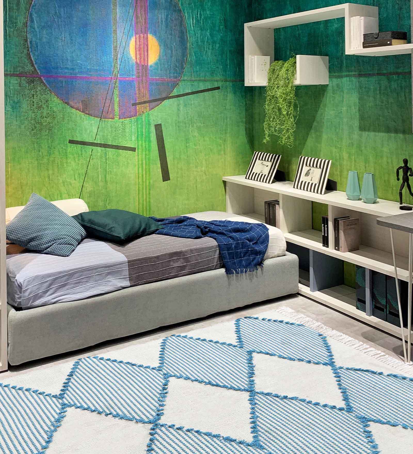 Buy Aqua Geometric Cotton 4 ft x 6 ft Hand Woven Carpet by The Rug Republic at 15 OFF by The