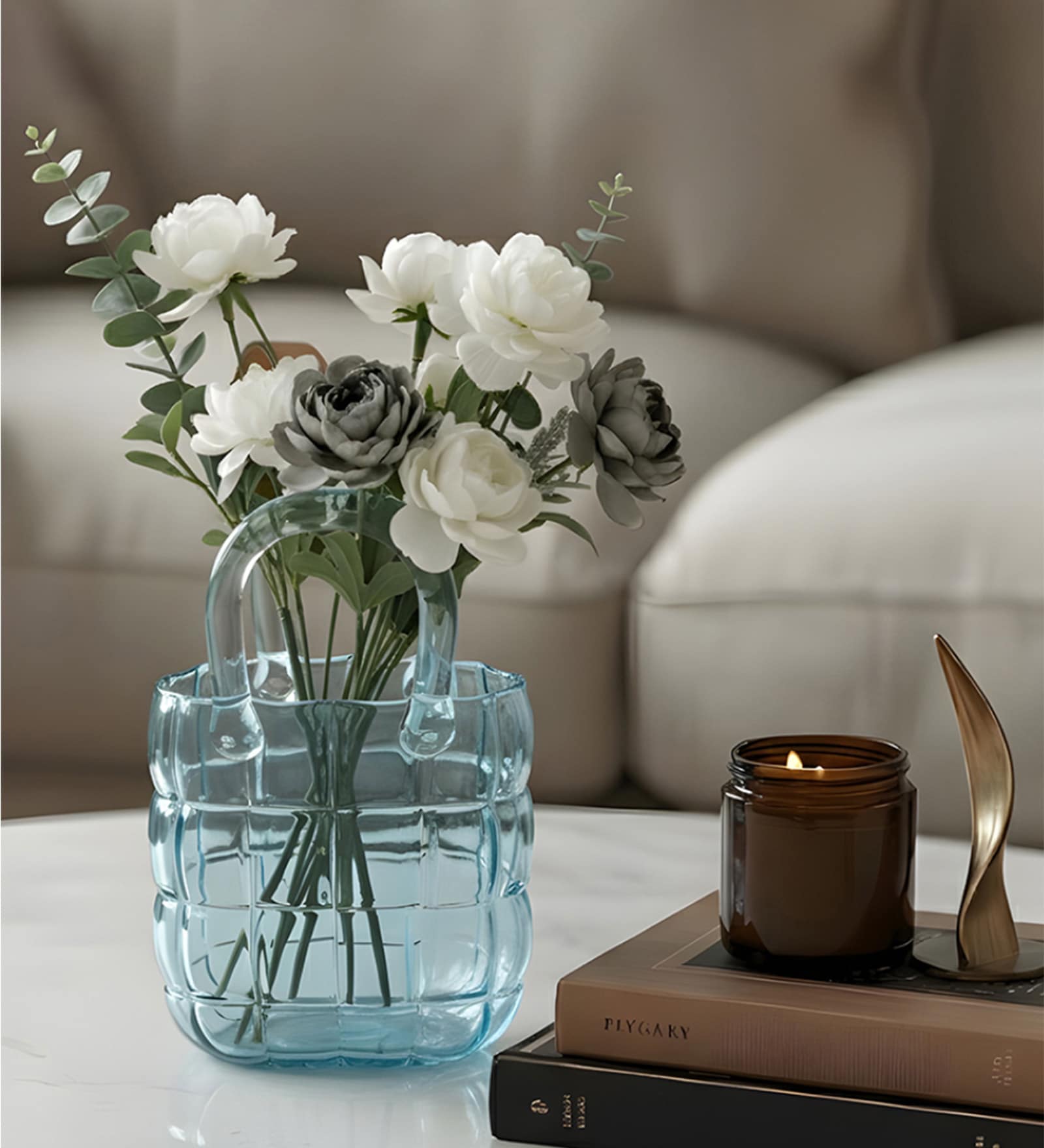 Aqua Couture Tote Glass Vase L