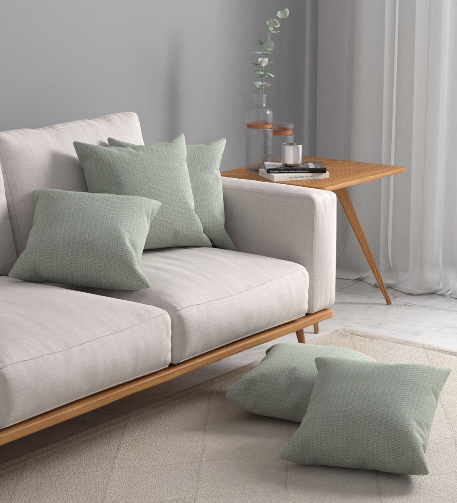 Green Textured Polyester 16 x 16 Inch Cushion Covers (Set of 5)