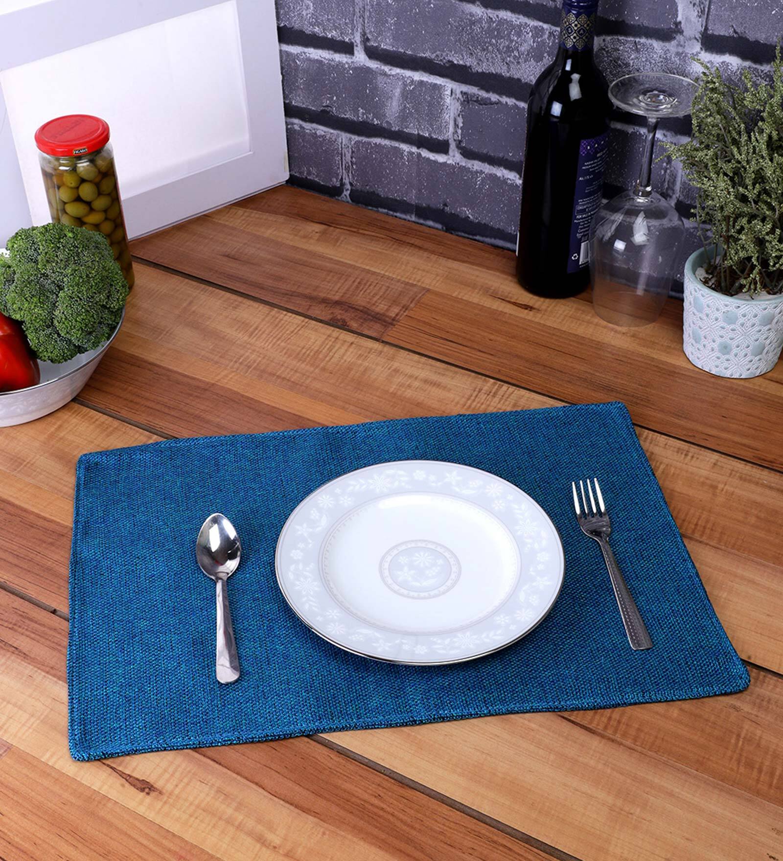 Premium (12x18) Blue Jute (Set of 6) Placemat