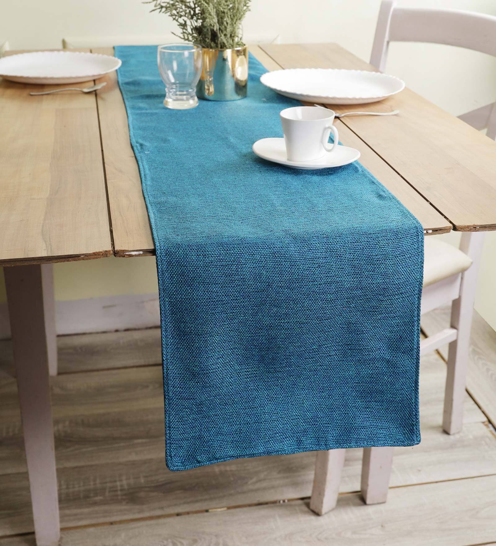 Premium (72x12) Aqua Blue Jute Table Runner