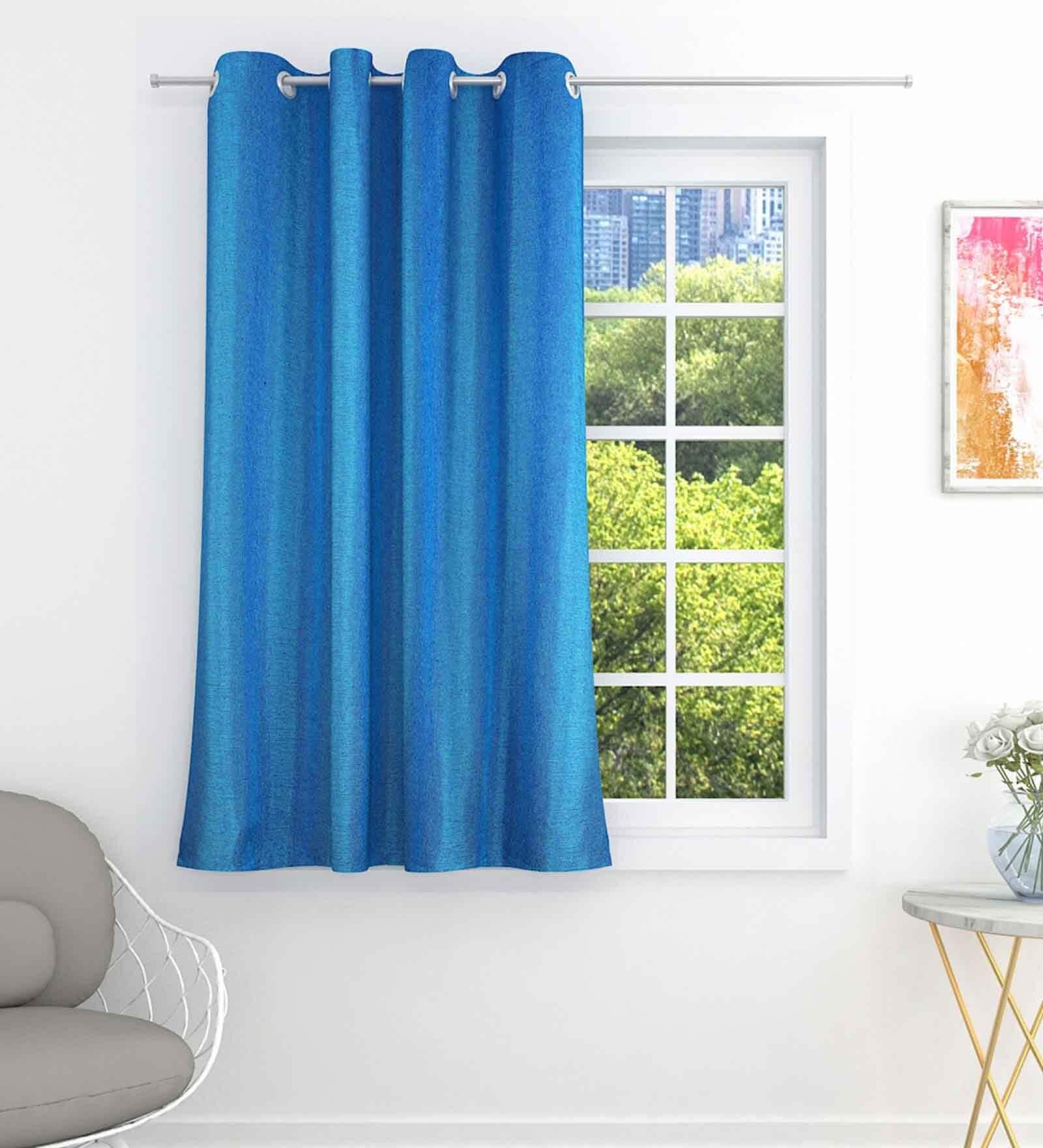 Aqua Premium Jute Solid 5ft Light Filtering Eyelet Window Curtain (1 Pc)