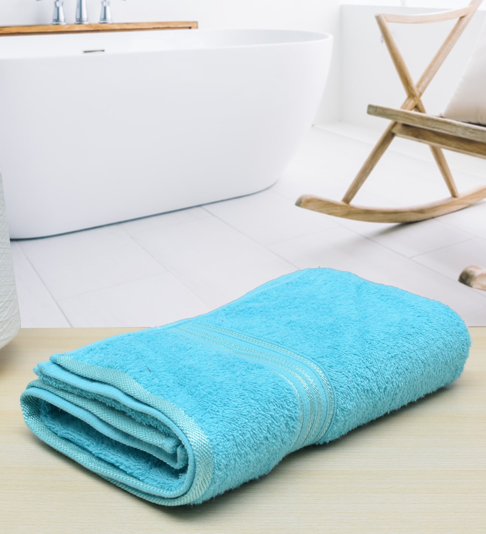 Blue Solid 500 GSM Cotton Bath Towel