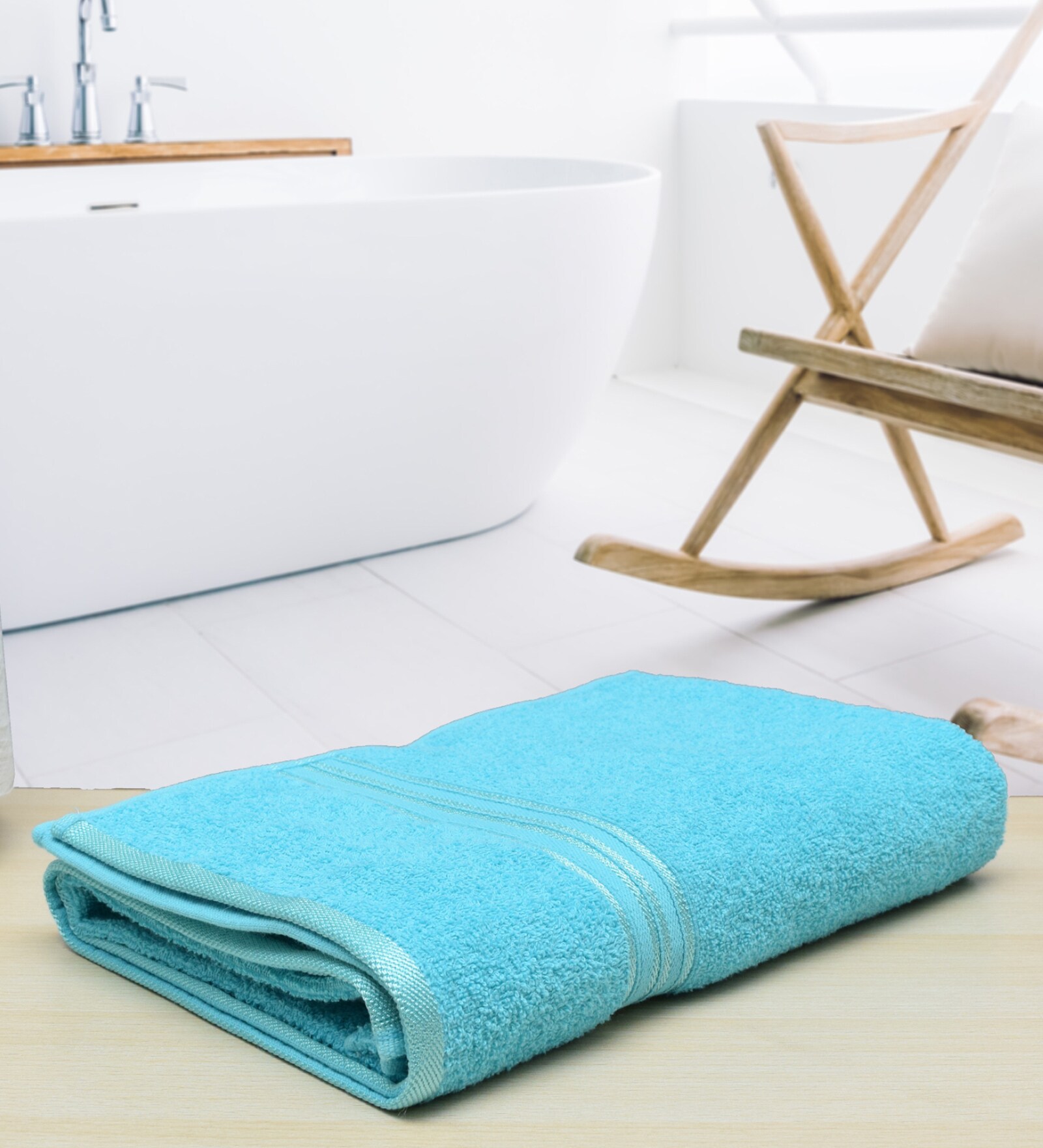 Blue Solid 500 GSM Cotton Bath Towel