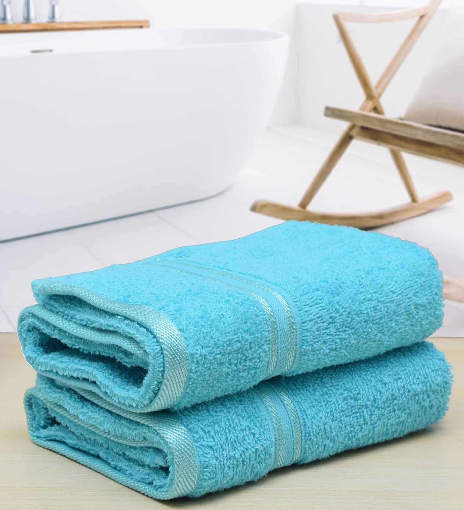 Blue Solid 500 GSM Cotton Hand Towels (Set of 2)