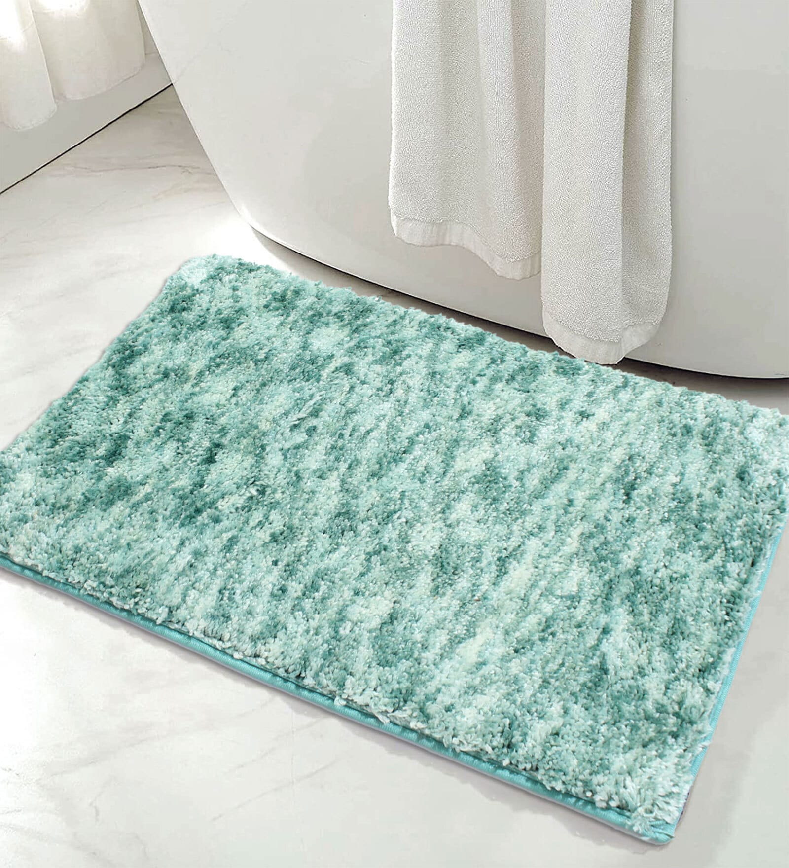 Aqua Solid Polyester 24x16 Inches Super Soft Bath Mat
