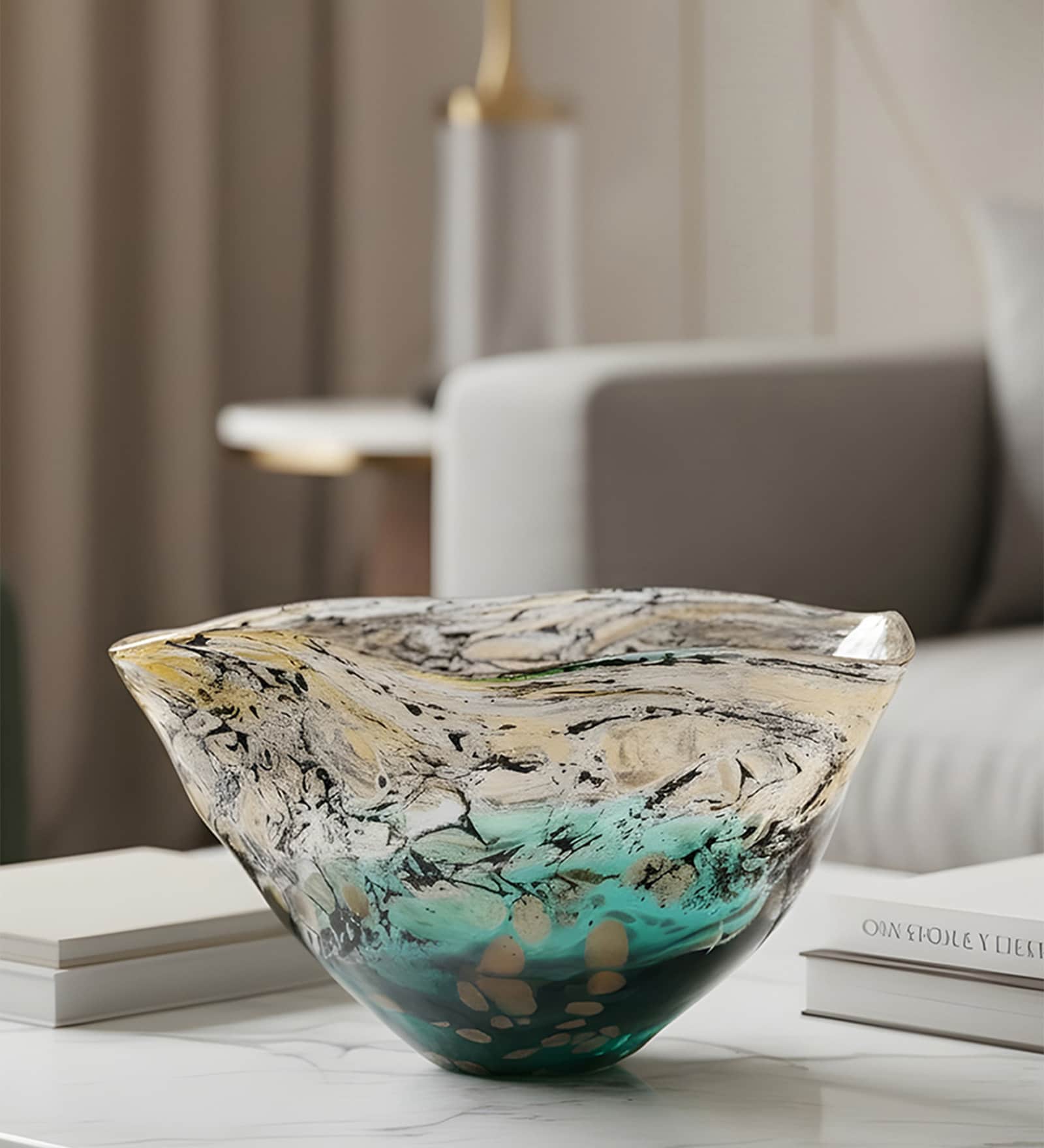 Aqua Veil Bowl Glass Vase