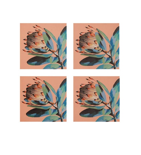Aqua Ambrosia Flower Wall Art Set of 4